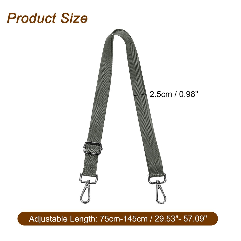 2.5cm Wide Shoulder Strap, Dark Grey, Black Pull Core Buckle