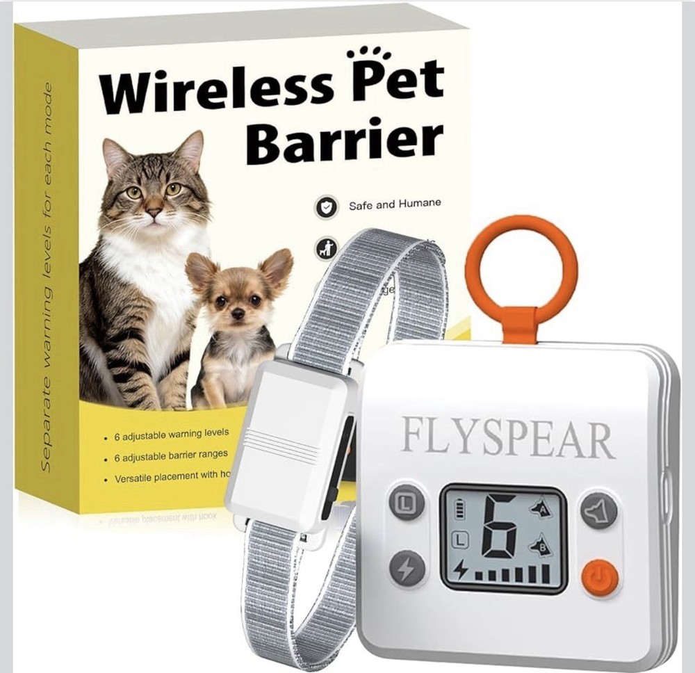 Wireless Cat Barrier Rechargeable Indoor 7 ft Adjustable Range Radius FLYSPEAR