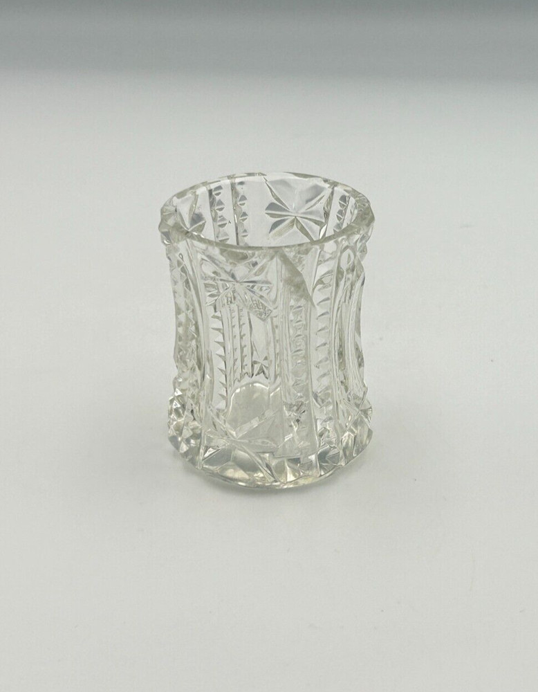 Cut Clear Glass Flared Top 2" Toothpick Holder