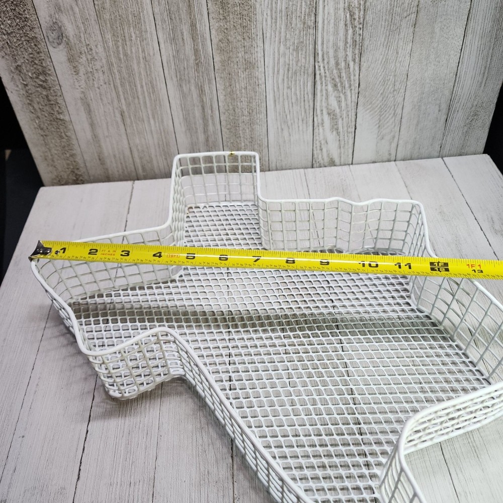 Metal Wire Basket White Texas State Shaped Storage Bread Fruit Wall Display