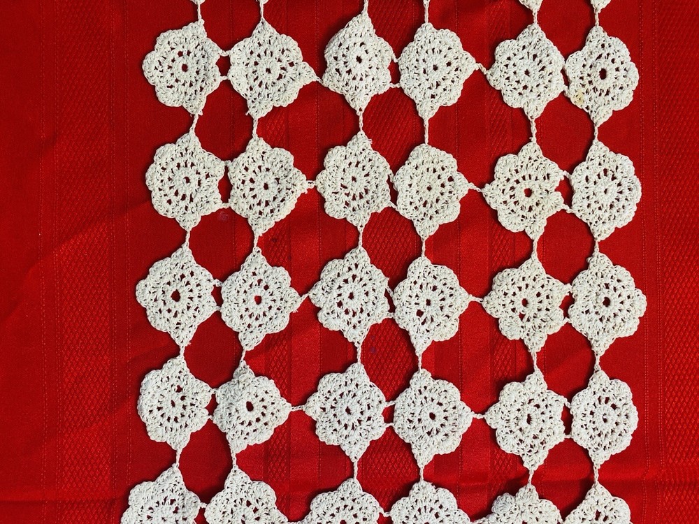 Table Runner Crochet In Cream Cotton BOHO Handmade