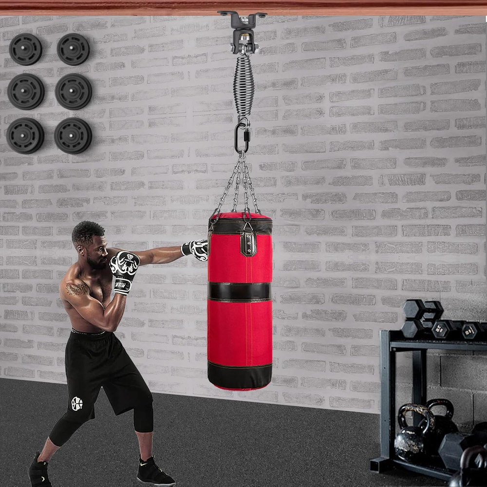 Heavy Bag Ceiling Mount with Spring & Chains 360° Rotation Punching Bag Ceiling