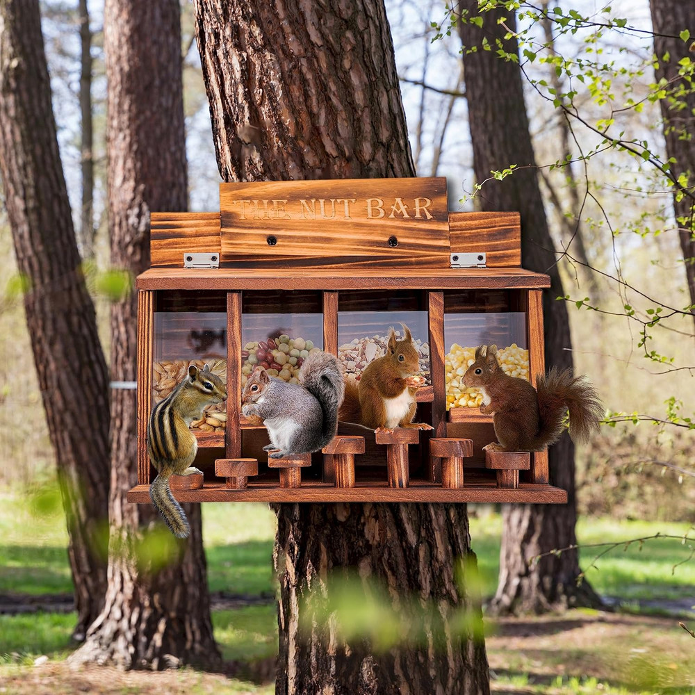 Squirrel Feeder Table, Wooden Squirrel Picnic Table Feeder, Durable Squirrel Fee