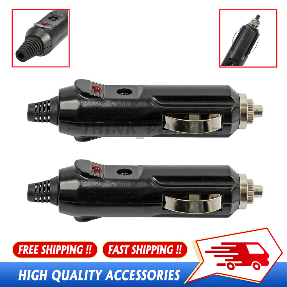 2 Pack 12V Male Car Cigarette Lighter Socket Plug Connector US