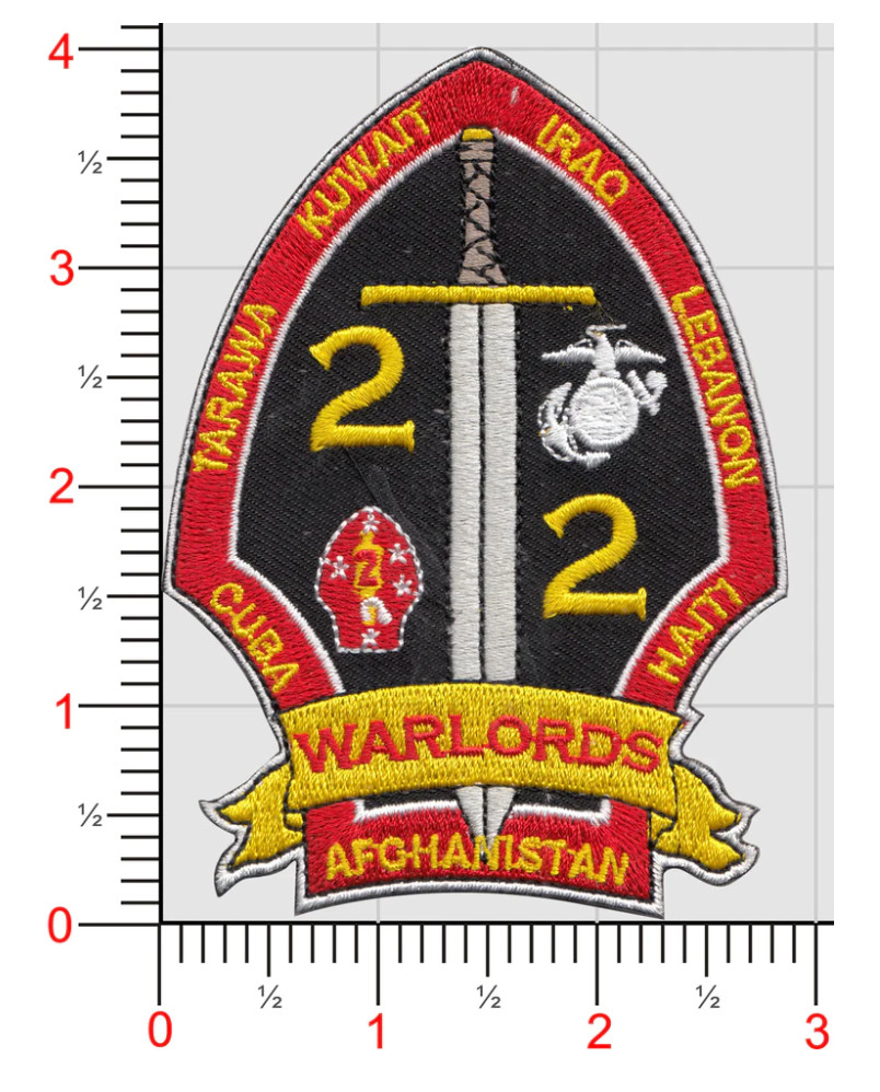 MARINE CORPS 2ND BATTALION WARLORDS HOOK & LOOP EMBROIDERED PATCH USA MADE