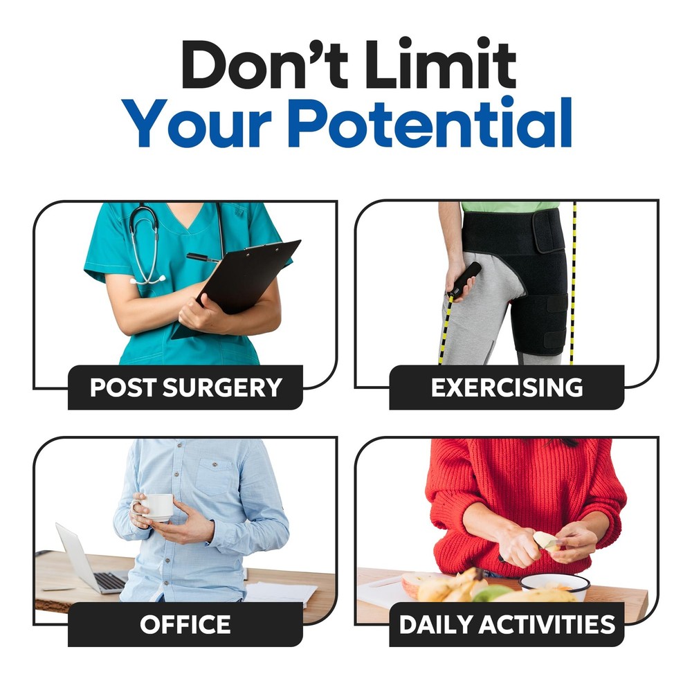 Hip Brace Thigh Compression Sleeve | Sciatica Pain Relief Device | Hamstring & G