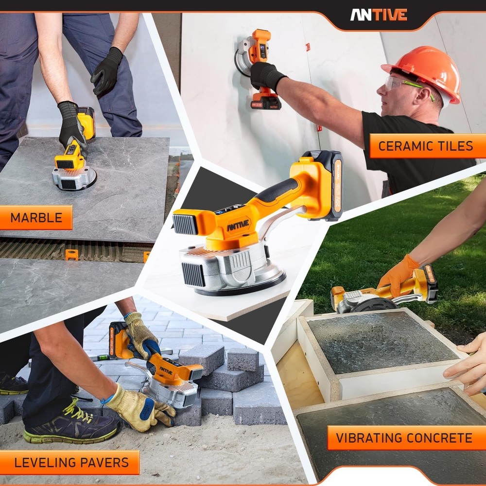 Precision Tile Suction Tool - 20V Ergonomic Vibrator for Flawless Installation