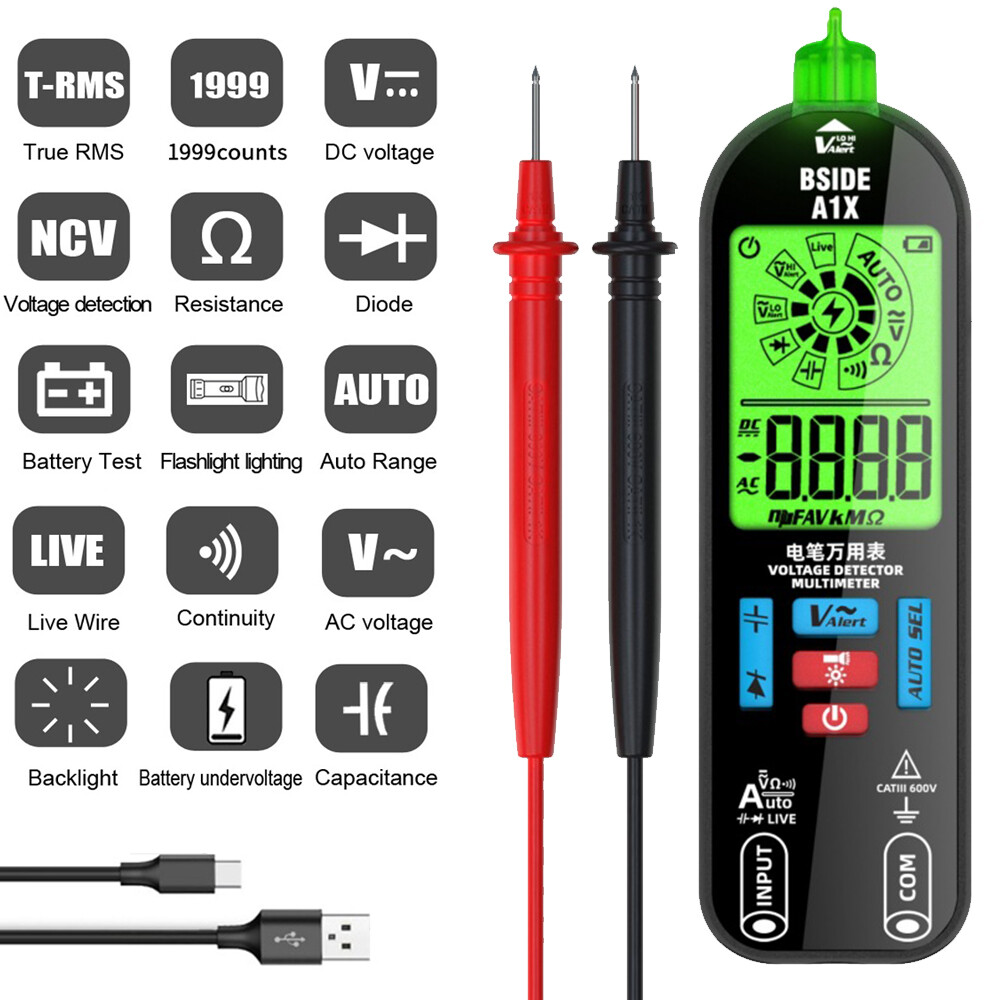 Smart Digital Multimeter Tester Rechargeable Electrical Voltmeter AC DC Voltage