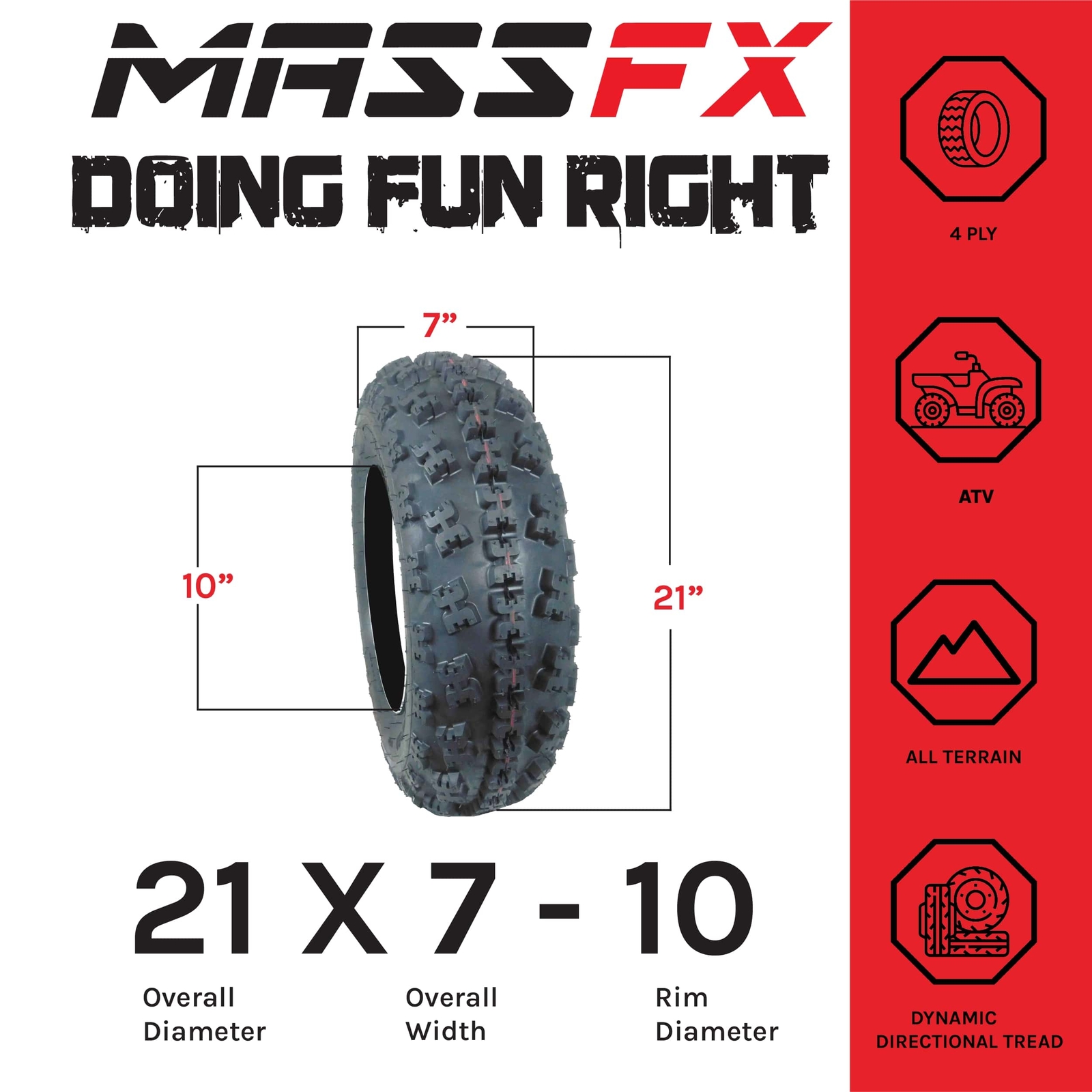 New SUZUKI LT 500R QuadRacer 1987-1990 MASSFX Sports Tires 21x7-10 2 set