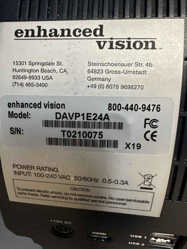 Enhanced Vision DAVINCI PRO HD OCR Desktop Magnifier Text to Speech DAVP1E24A
