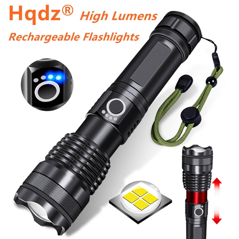 Flashlights Rechargeable,Super Bright High Lumens Flash Light,5 Modes Black