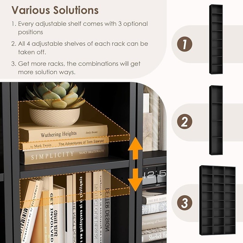 Adjustable CD DVD Media Tower Storage Rack Compact Display Shelf Organizer New