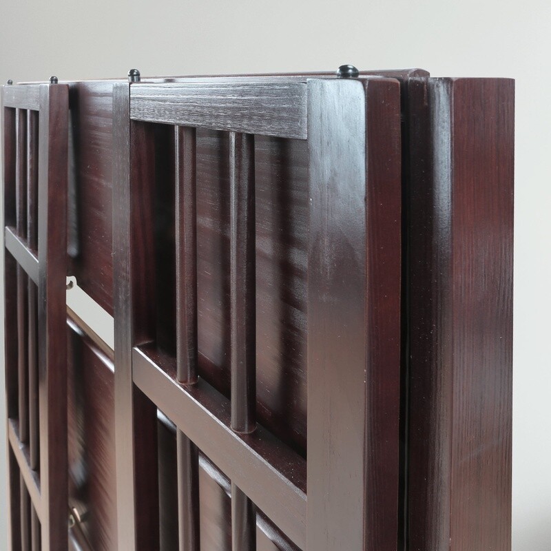 3 Tier Folding Stackable Bookshelf Solid Wood Storage Shelf Easy Setup Durable