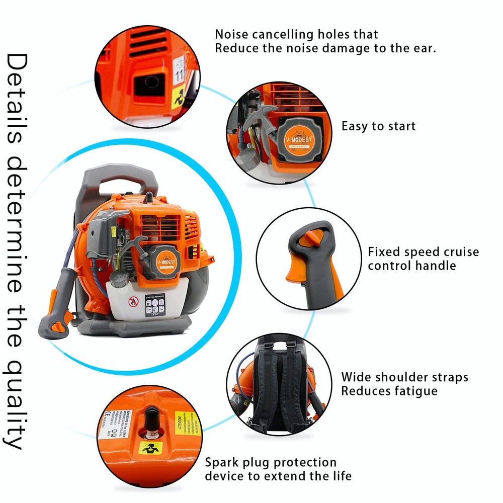 Backpack Leaf Blower Gas Powered Snow Blower 665 CFM 43CC 2-Stroke Engine 3HP