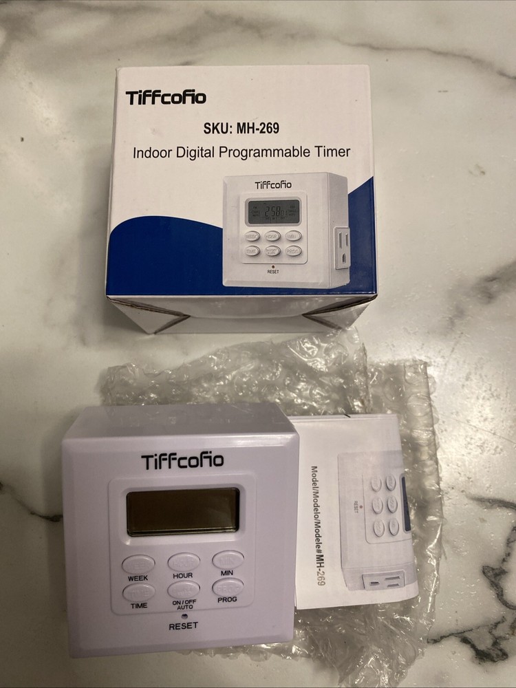 Tiffcofio Indoor Digital Light Timer, 7 Day Programmable Plug in Outlet MH-269