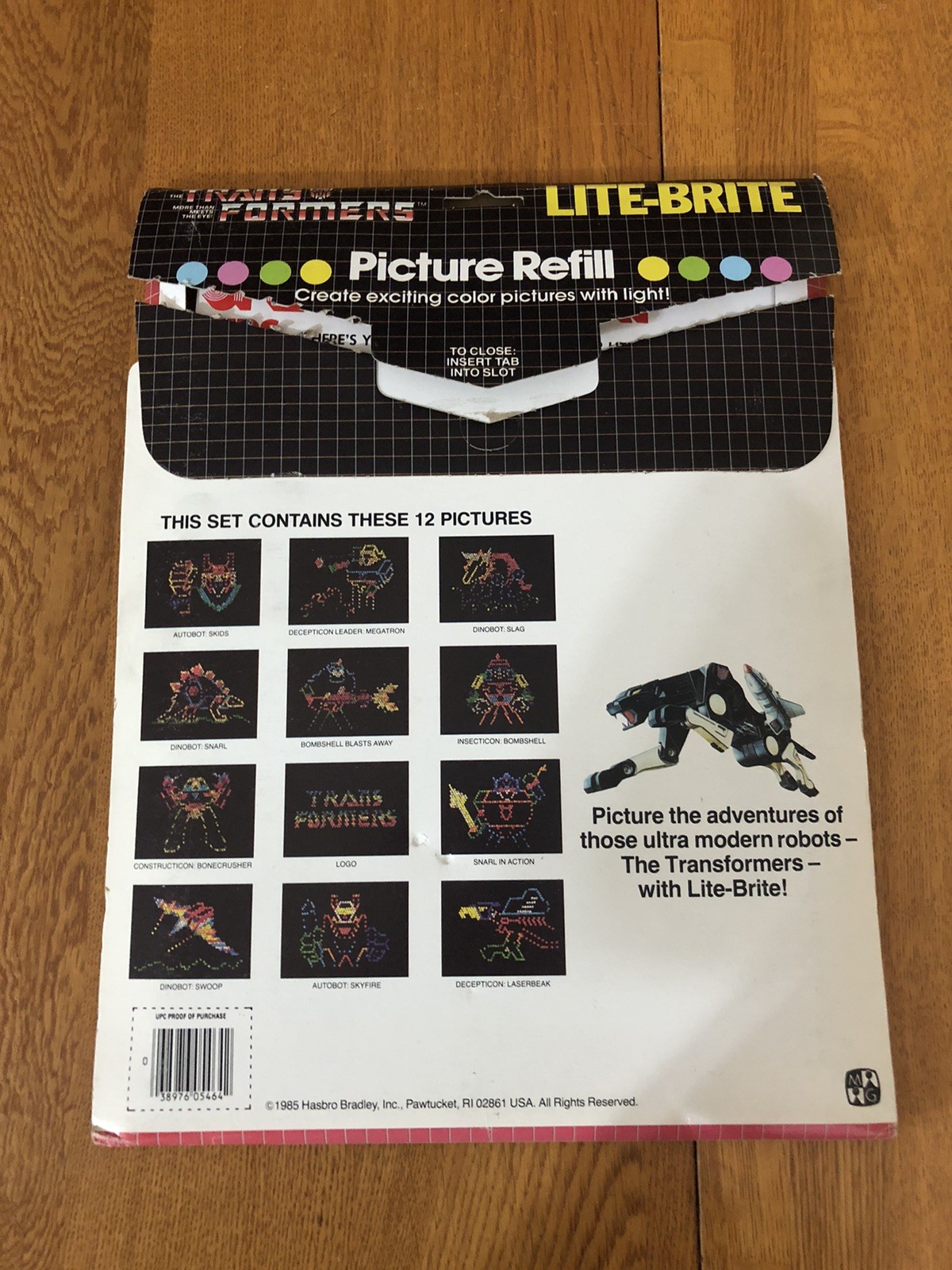 VTG 1985 NEW TRANSFORMERS LITE BRITE COMPLETE UNPUNCHED PICTURE REFILL PACK HTF