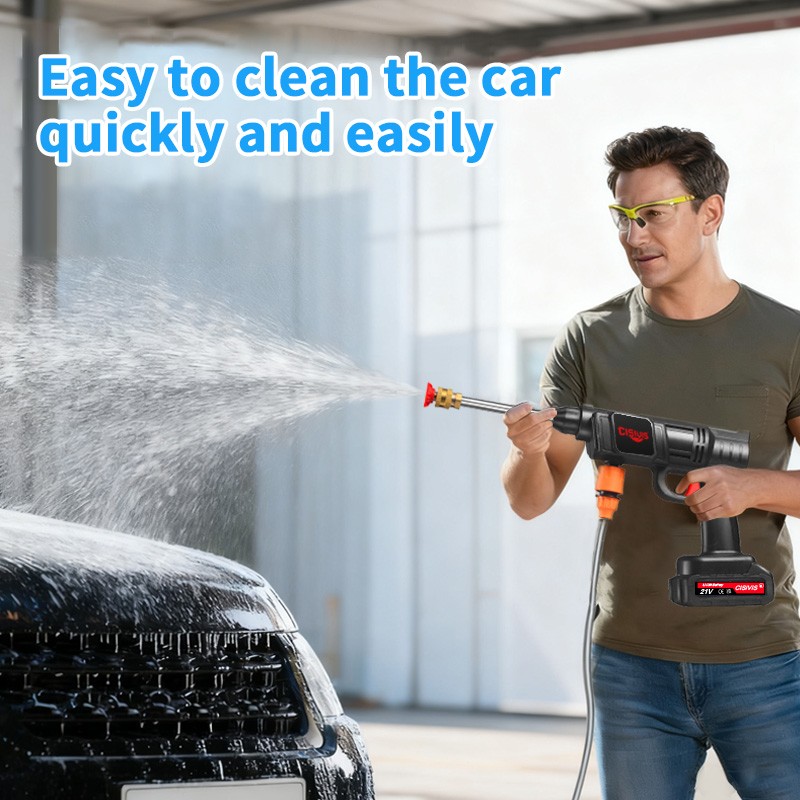 Cisivis Cordless High Pressure Car Washing Gun Pressure Washer Gun with 2 Nozzle