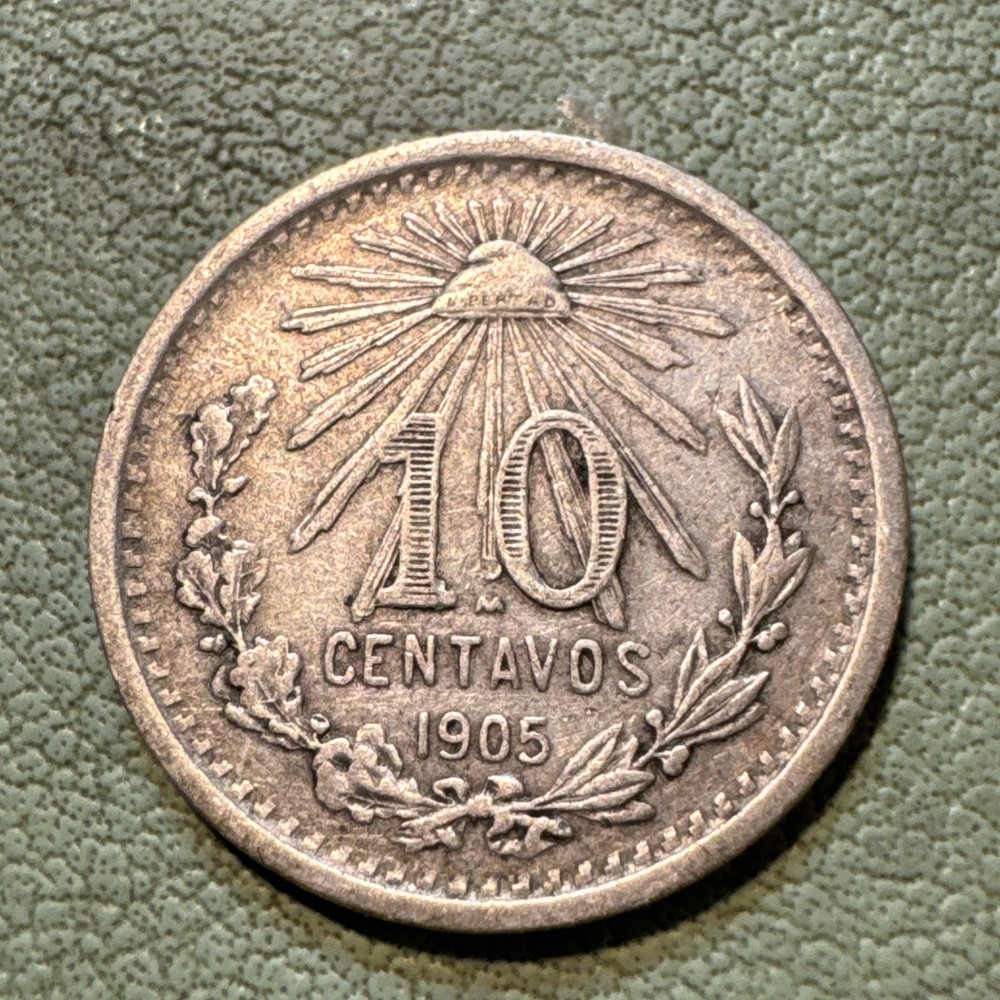 Mexico - 1905 Silver 10 Centavos Eagle Snake Reverse Nice