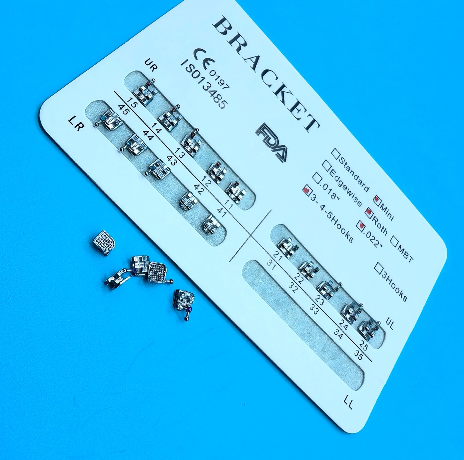 Dental Orthodontic Metal Brackets Braces Mini Roth Slot.022" Hooks 3-4-5 MIM