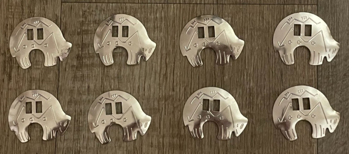 8 WESTERN NATIVE AMERICAN DESIGN CONCHOS-SLOTTED-1.75" X 1.25" NEW