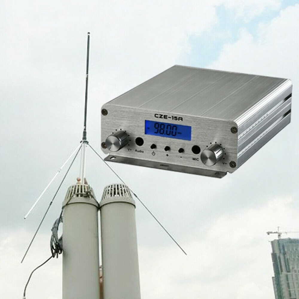 Digital Smart Portable CZE-15A 3W/15W Transmitter FM Broadcast GP100 Antenna Set