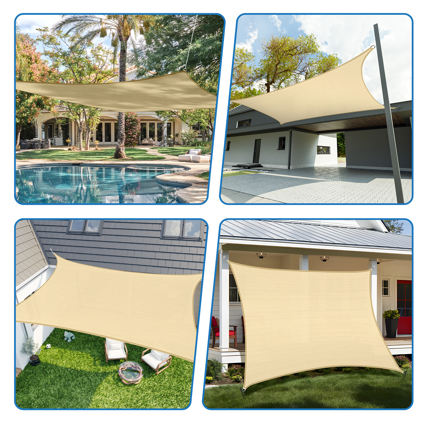 Permeable Shade Sail Patio Awning Outdoor Garden Patio Sun Canopy Shelter Cover