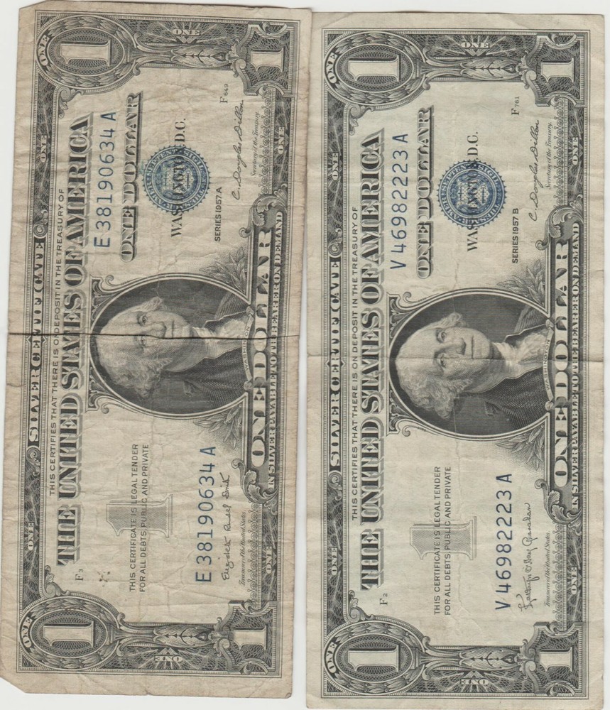 2 1957-1-A -1-B Series Silver Certificates