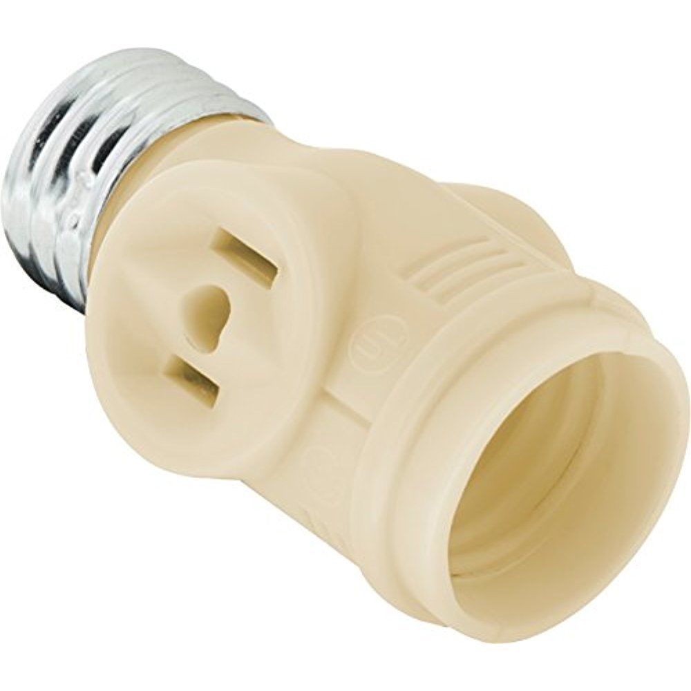 Socket Adapter Adds 2 Outlets to a Bulb Socket, New