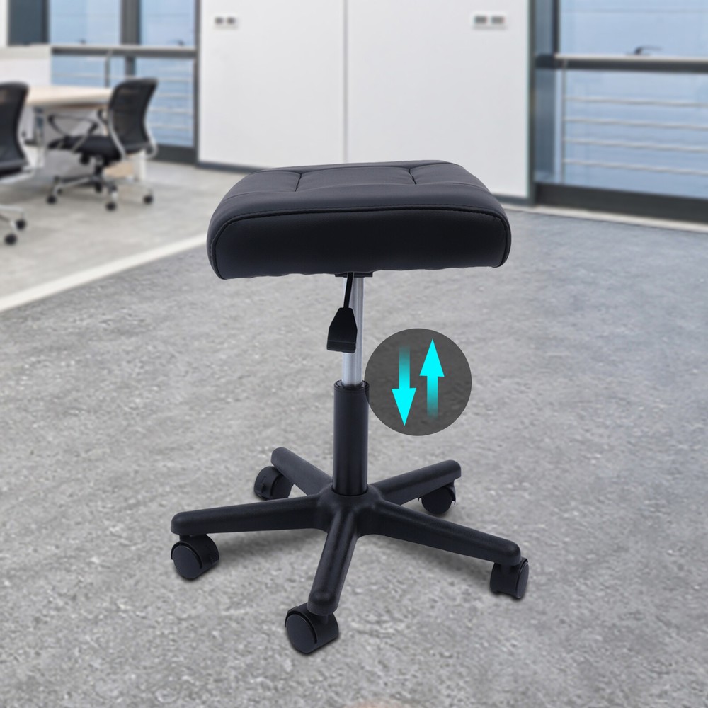 Footstool On Wheels, 15-20'' Adjustable Height, Rolling Stool Foot Rest Stool
