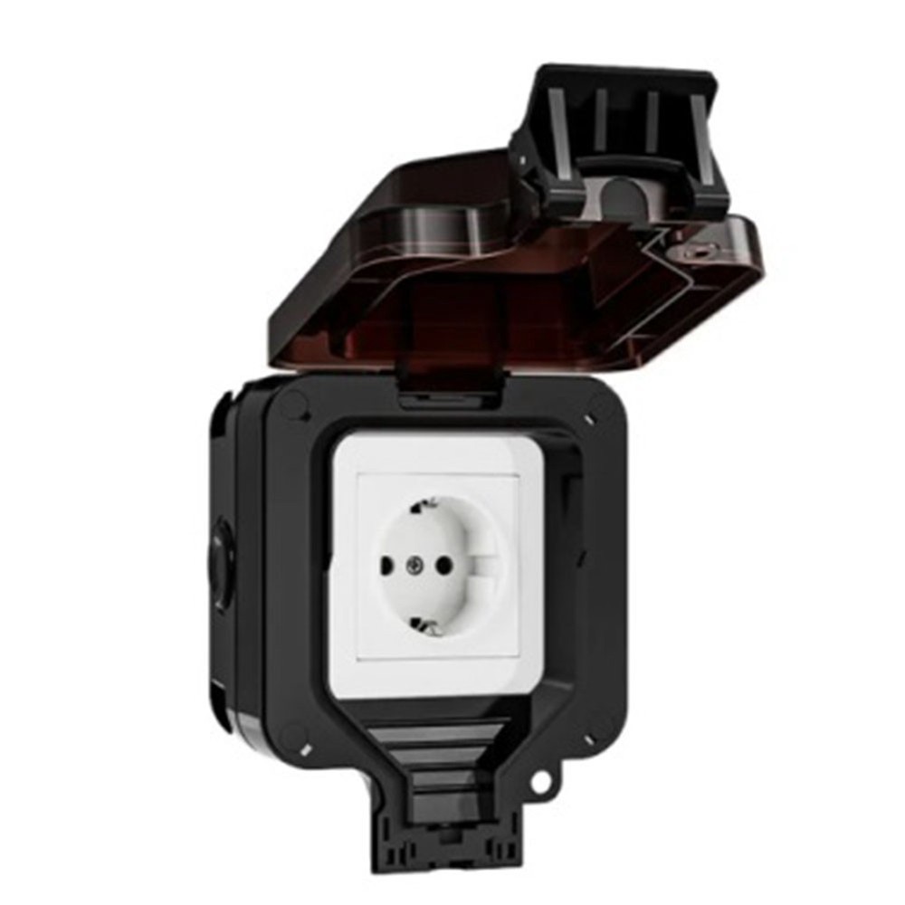 Waterproof IP66 Socket, 220V, Black Wall Plug with Built-in 7161