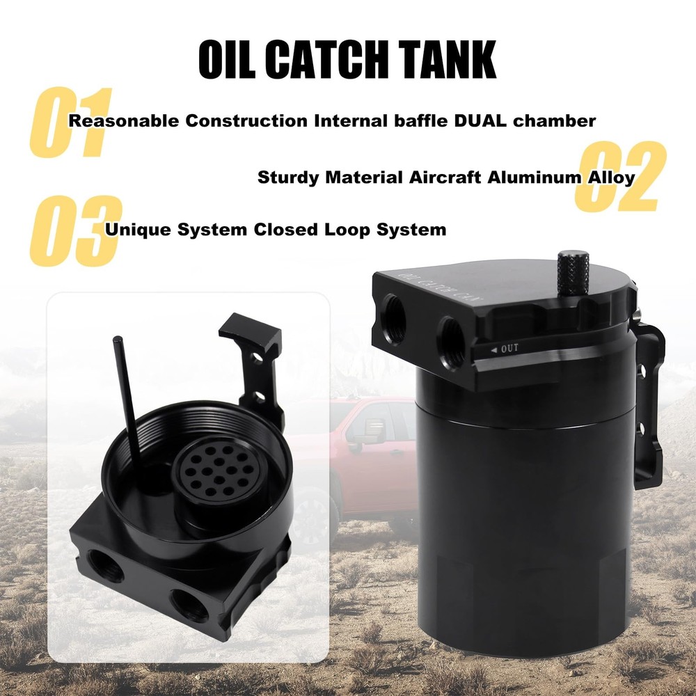 RULLINE Oil Catch Can Compatible with 2014-2018 Chevy Silverado 1500 Basic