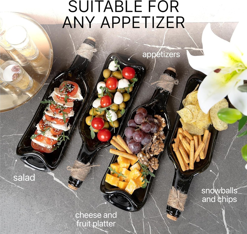 Melted Wine Bottle Serving Boards Decorative Rectangle Serving Trays Home Decor