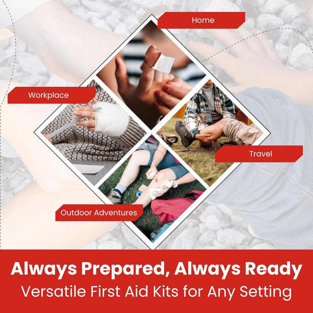 M2 BASICS Bulk 10-Pack Mini First Aid Kit Bundle (500 Pieces Total, 50 Pieces Pe