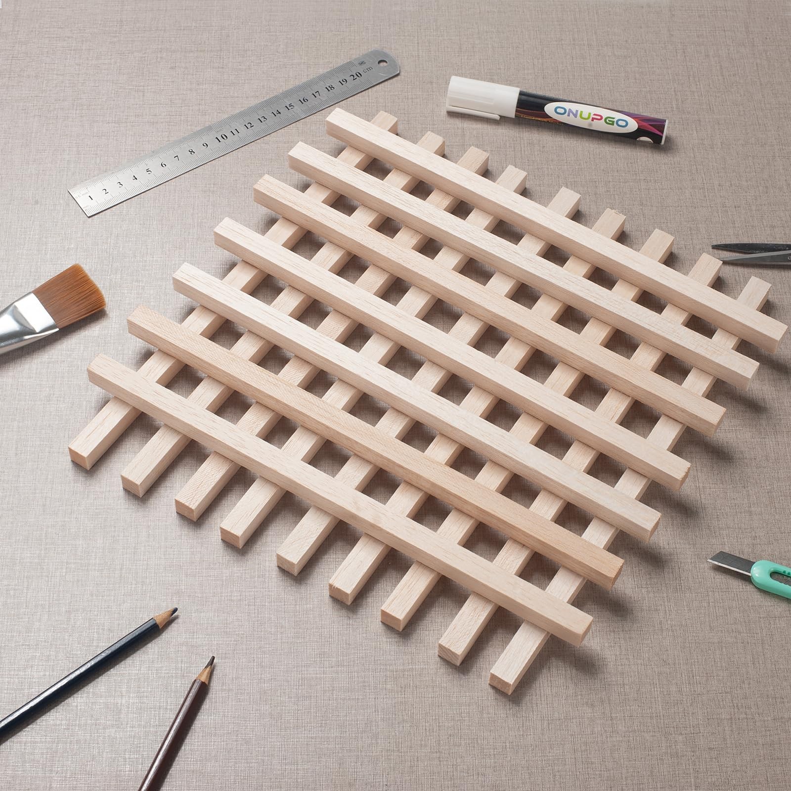 Balsa Wood Sticks, Balsa Wood Strips, 20 PCS 1/2" x 12" Square Wooden Dowel R...