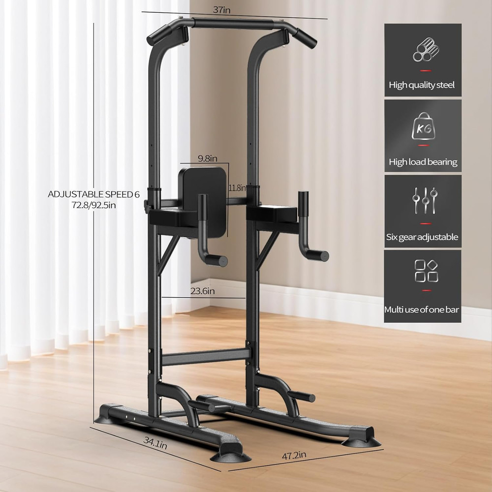 Adjustable Power Tower for Home Gym - Multifunctional Pull-Up & Dip Station for