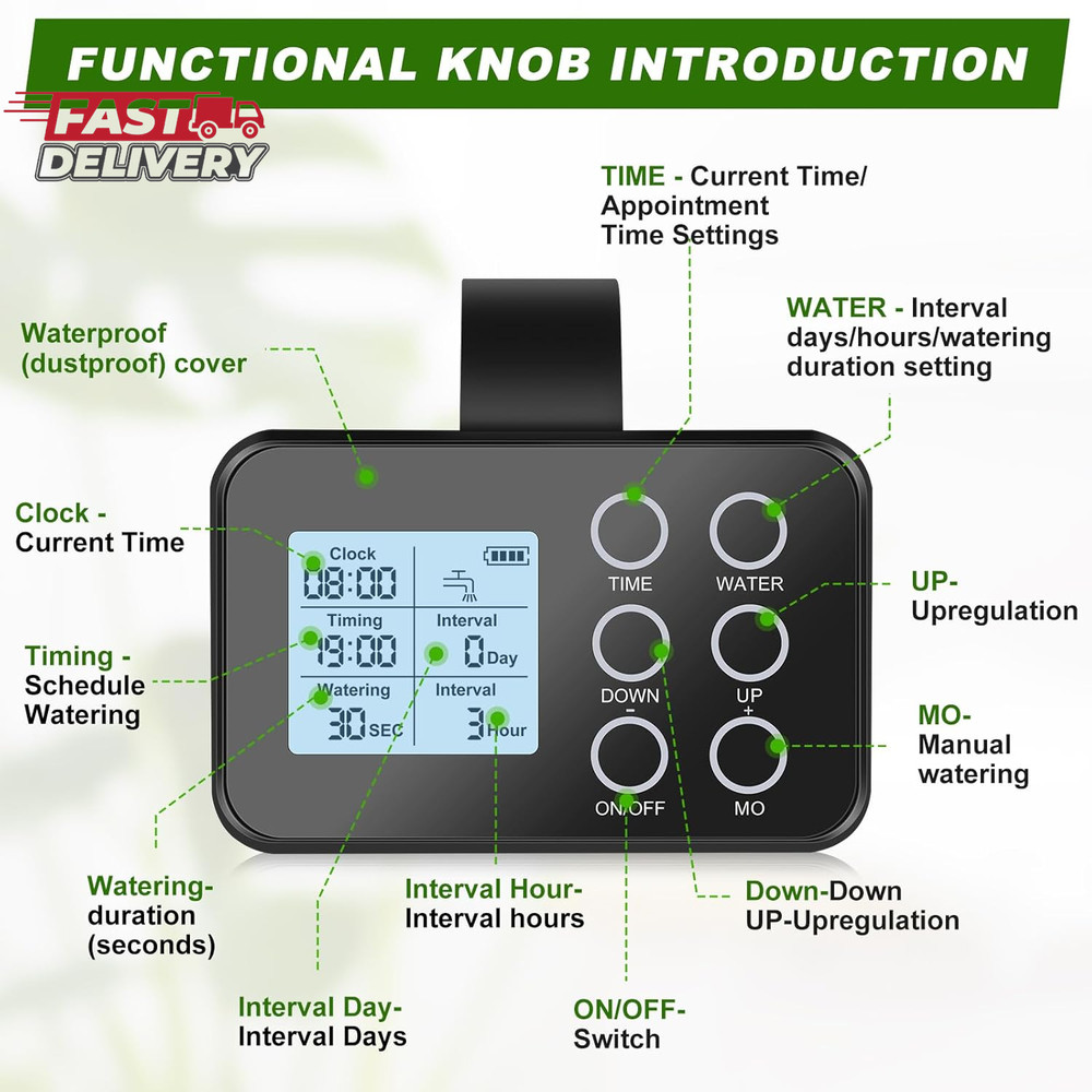 Automatic Plant Waterer Indoor: Drip Irrigation System with Large Display, Easy