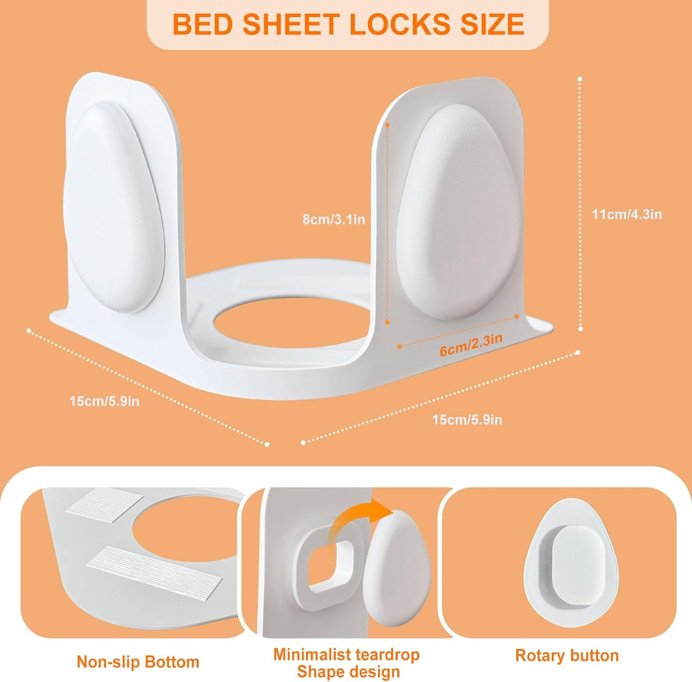 Bed Sheet Holders for Corners: 4 Pack Twist-Cap Clips Keep Sheets Tight Heavy-Du