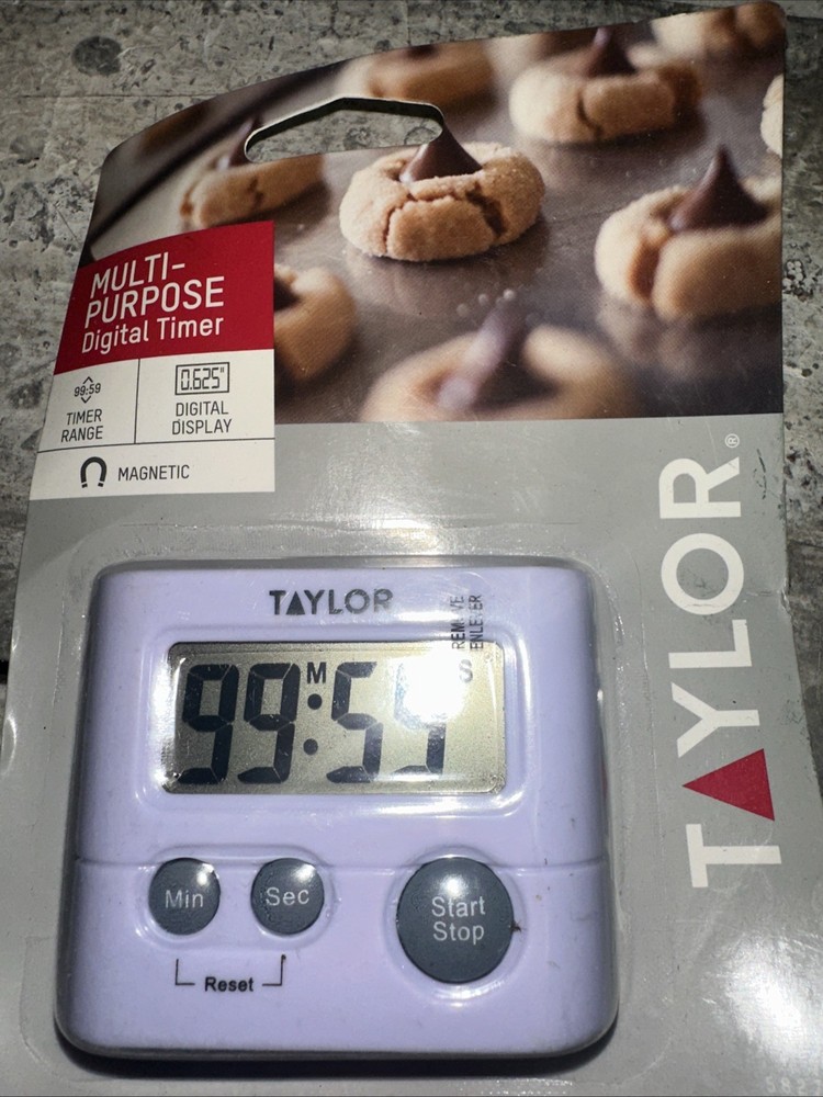 Taylor Multi-Purpose Large Display Digital Kitchen Timer With Magnetic Back Clip