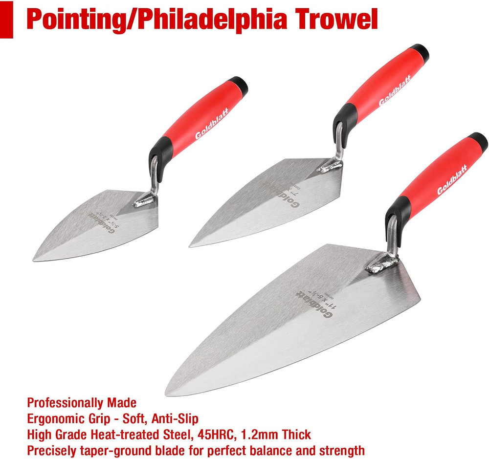 6PCS Masonry Hand Tool Set - Brick, Pointing, Margin, Tuck Pointing, and Jointer