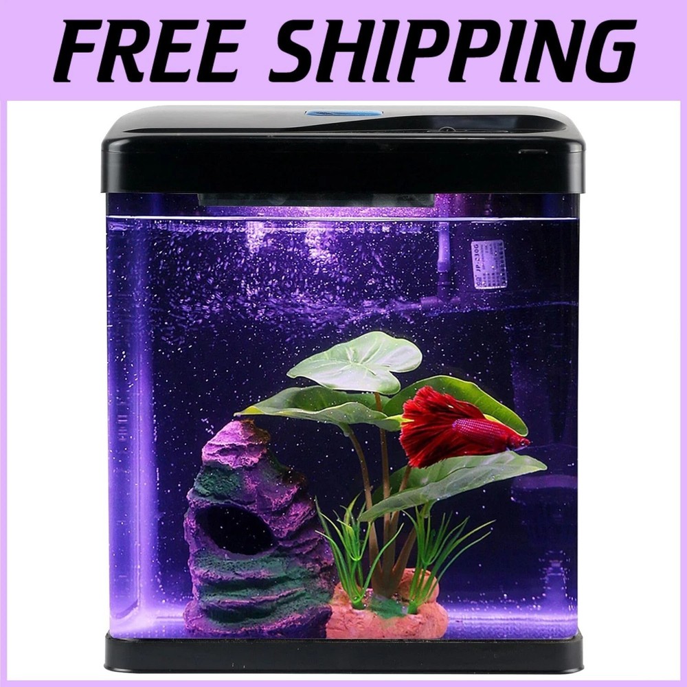 Self Cleaning Betta Fish Tank Kit with LED Light