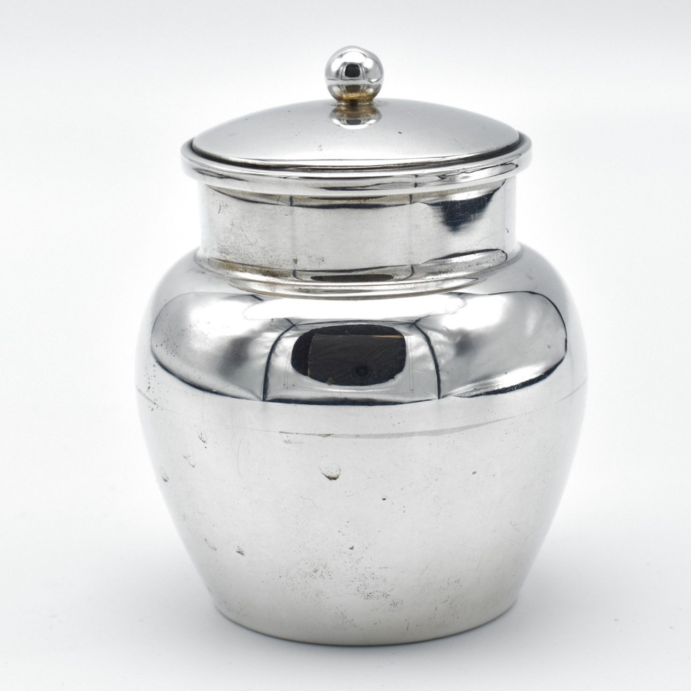 Antique Solid Sterling Silver Miniature Tea Caddy Canister 1911