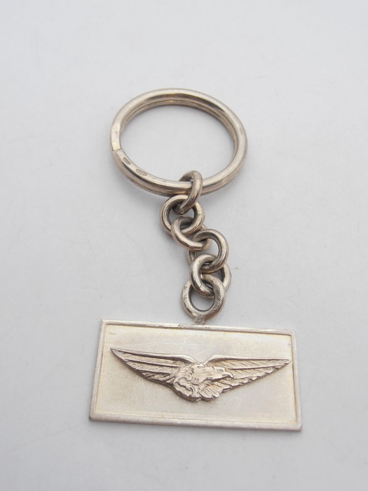 Aeronautics: 925 Silver Keychain - Eagle Pilot Patent Airplane - Breeze