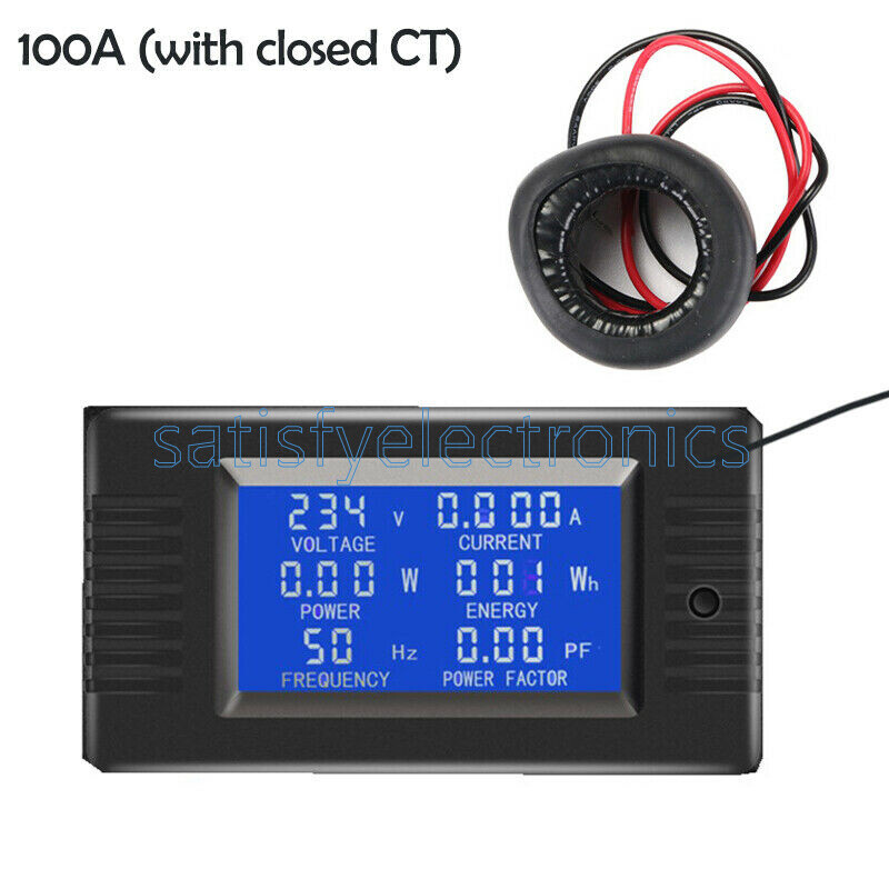 AC80~260V 100A Single Phase Digital Ampermeter Power Energy Voltmeter Ammeter