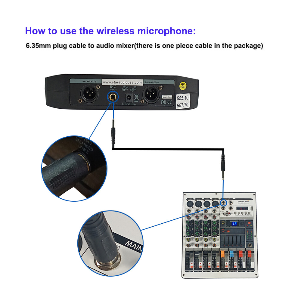 Headset Lavalier Bodypack Microphone Dual Channel Wireless UHF Microphone System