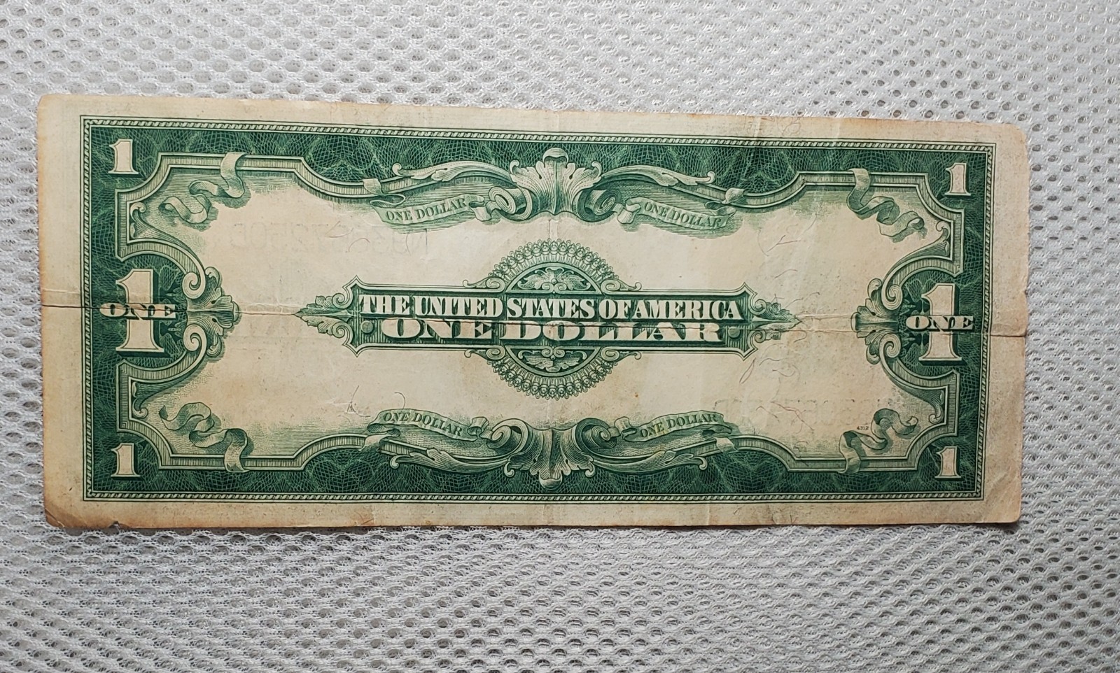 1923 $1 Silver Certificate Horse Blanket Blue Seal Large Size Note Border Damage