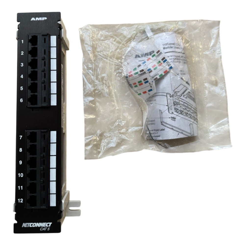 AMP Cat 5 Open Cabling Patch Panel Kit 12 Port RJ45