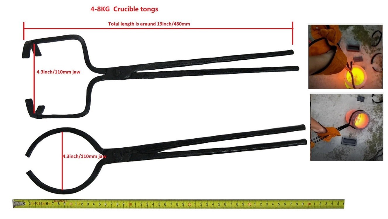 4-8 KG Crucible Tongs Set For Lifting and Pouring Fit Gas Metal Melting Furnace