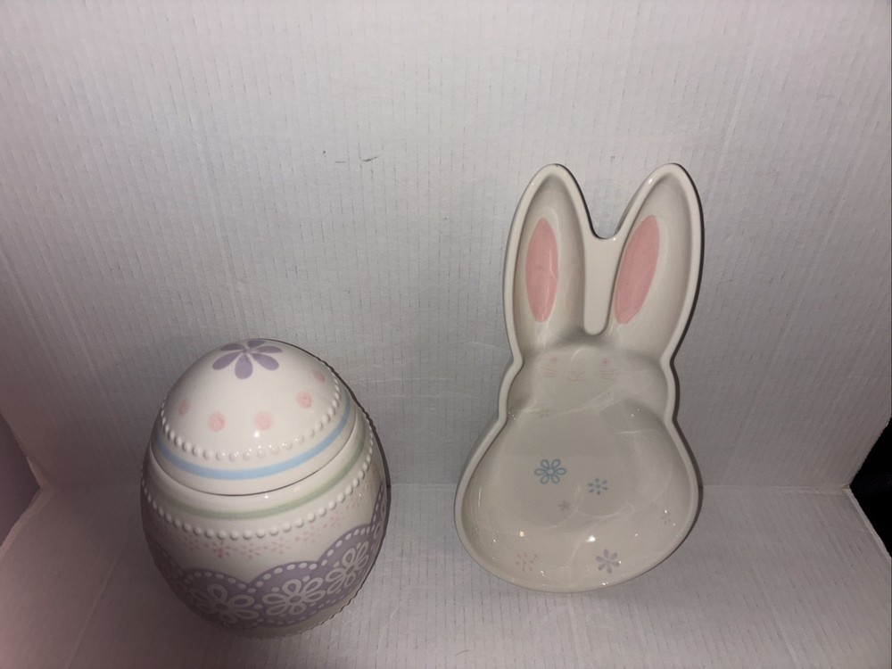 ONEIDA/LENOX Easter Stoneware Bunny  Platter/Dish And Cookie Jar