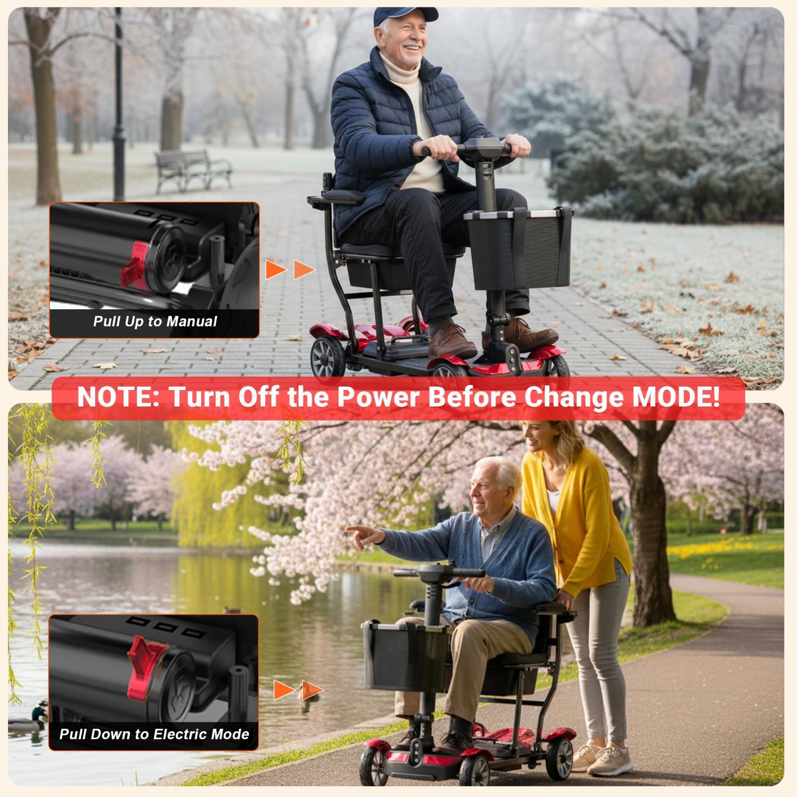 39LBS Foldable 4-Wheel Mobility Scooter for Seniors-All Terrain,Airline Approved