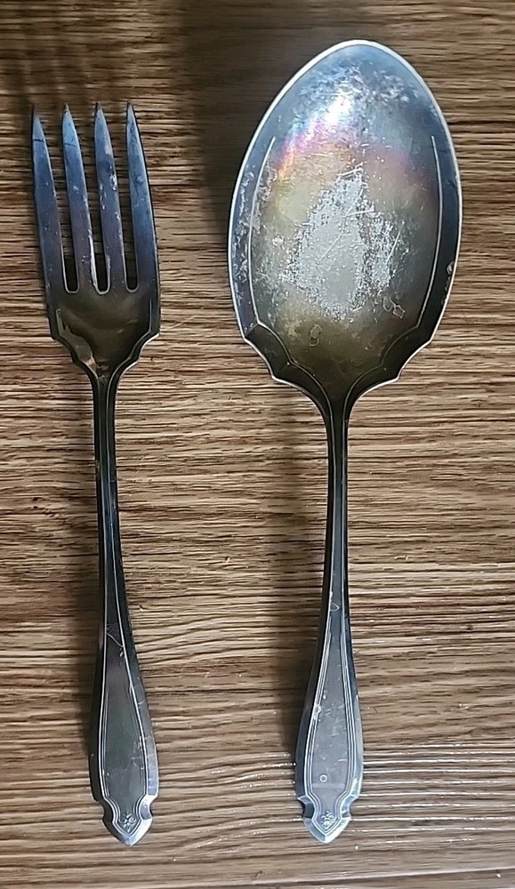 HEIRLOOM CARDINAL Oneida Rogers 1920 Solid Casserole Spoon & Serving Fork